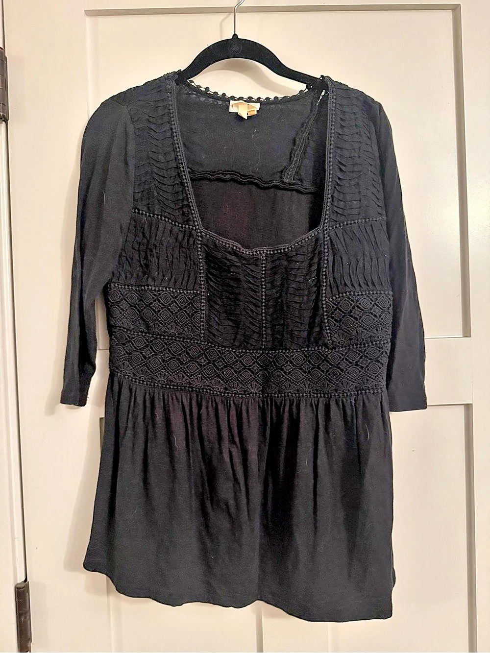 Meadow Rue Black Embroidered Tunic Shirt Size Medium